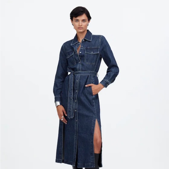 Madewell NEW Dark Blue maxi Denim Dress new ! $168 - Picture 1 of 8